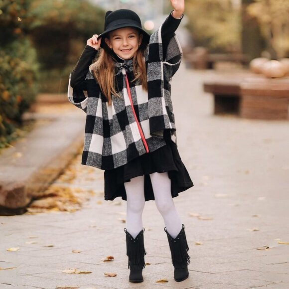 Girls Black Cowgirl Boots Fringe Western Snip Toe Cowboy Boots for Kids Stylish - Picture 5 of 6